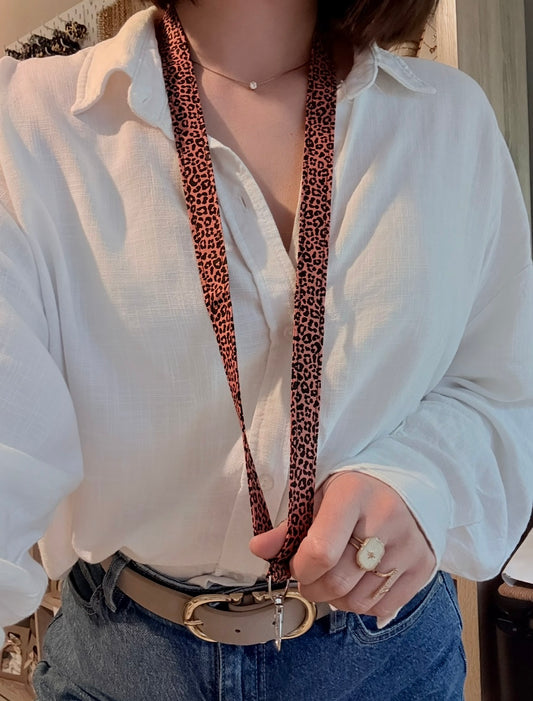 Porte badge léopard