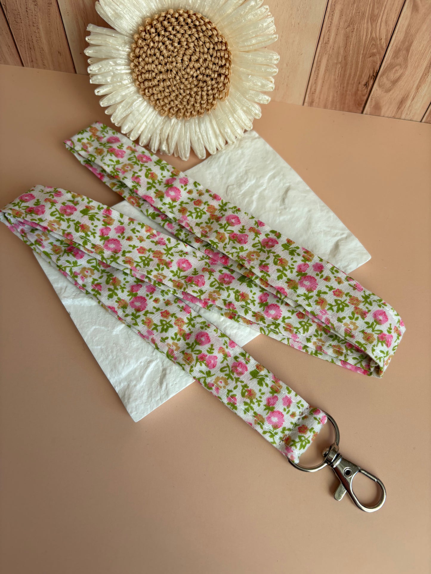 Porte badge fleuri pastel