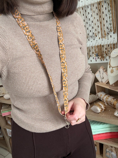 Porte badge fleuri