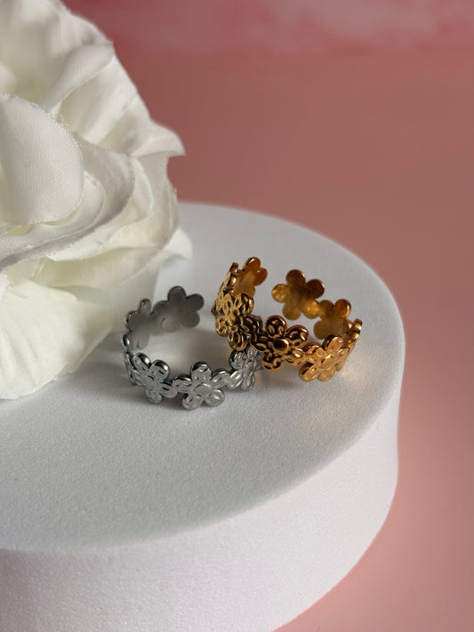 Bague FLEURS martelées